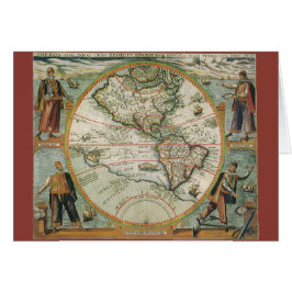 Antique Old World Map of the Americas, 1597 Hälsningskort