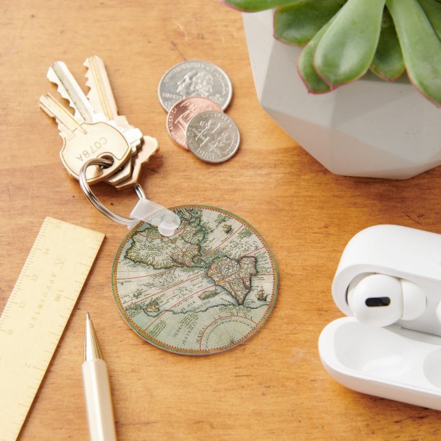 Antique Old World Map of the Americas, 1597 Nyckelring (Skrivbord)