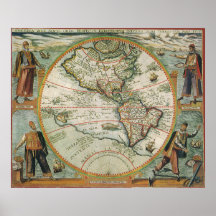 Antique Old World Map of the Americas, 1597