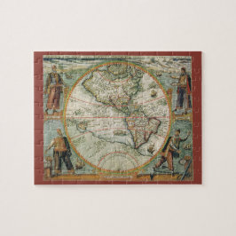 Antique Old World Map of the Americas, 1597 Pussel