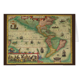 Antique Old World Map of the Americas, 1606 Hälsningskort