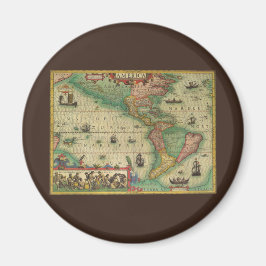 Antique Old World Map of the Americas, 1606 Magnet