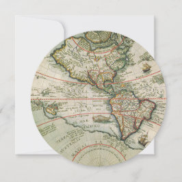 Antique Old World Map the Americas, Theodor de Bry Inbjudningar