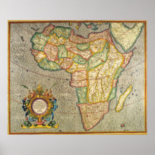 Antique Old World Mercator Karta of Afrika, 1633 Poster