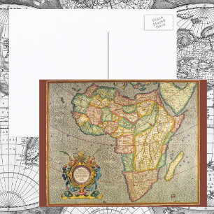 Antique Old World Mercator Karta of Afrika, 1633 Vykort