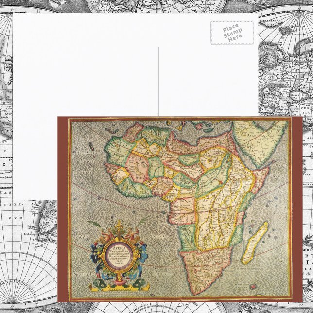 Antique Old World Mercator Karta of Afrika, 1633 Vykort (Skapare uppladdad)