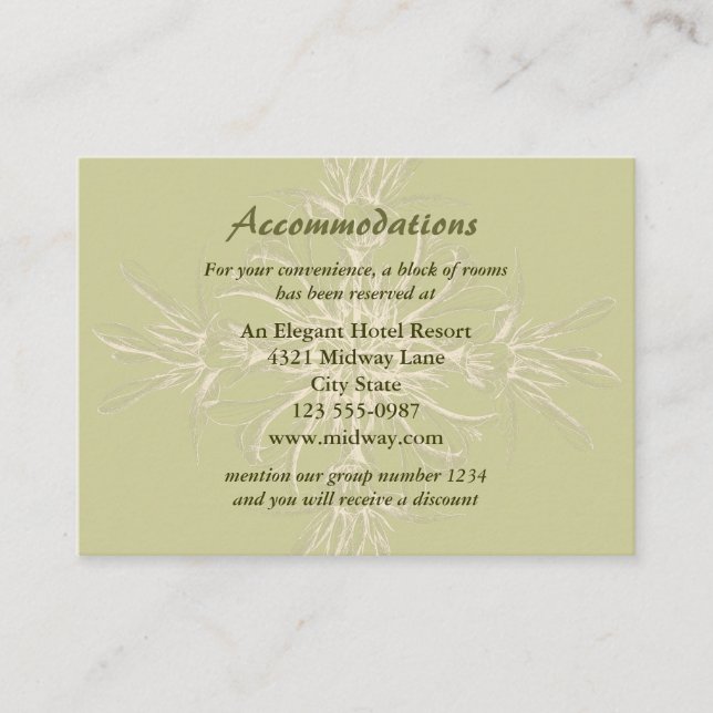 Antique Olive Blommigt Accommododations Card Tilläggskort (Framsida)