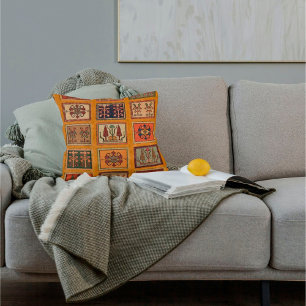  Antique Orange Turkish Kilim Carpet Rug Kudde