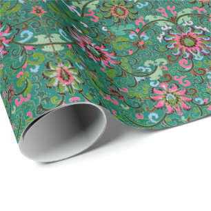 Antique oriental blommigt presentpapper