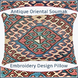 Antique Oriental Soumak Embroidery Design Prydnadskudde