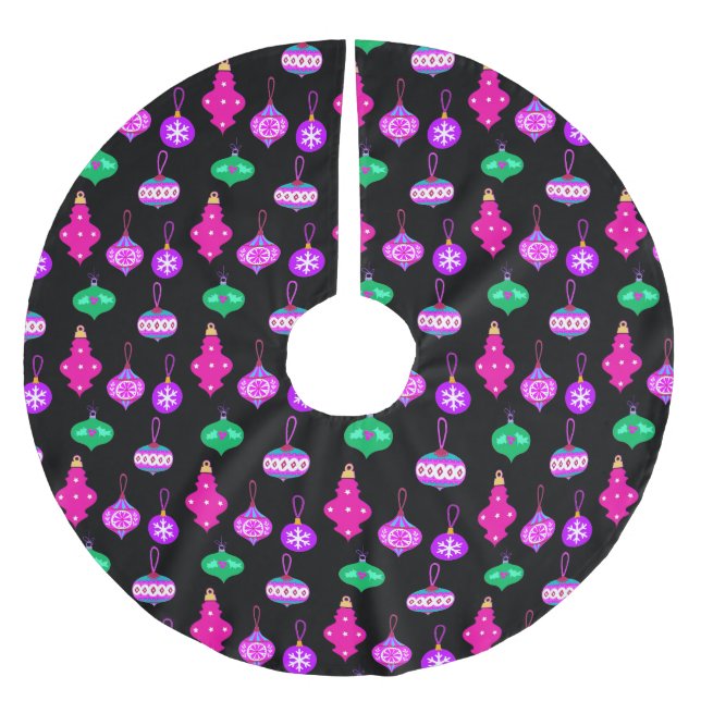 Antique Ornament Mönster in Rosa, Teal and Black Julgransmatta Borstad Polyester (Framsidan)