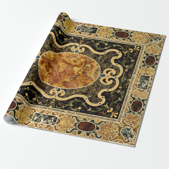Antique Ornamental Italiana Gemstone Mönster Presentpapper (Utrullad)