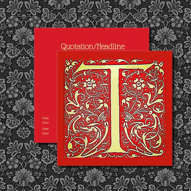 Antique ornamental monogram - Capital T Fyrkantigt Visitkort (Skapare uppladdad)