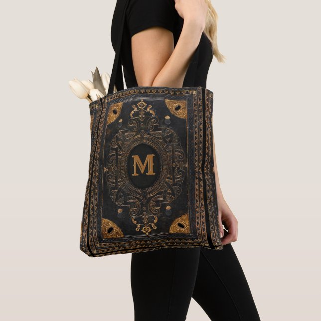 Antique Ornamental Tote med ditt Monogram Tygkasse (Närbild)