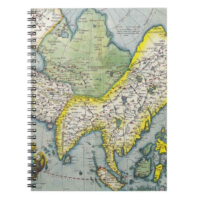 Antique Öster Asia Karta Notebook Anteckningsbok (Framsidan)