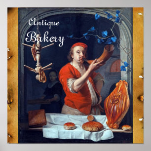 ANTIQUE OVEN BAKER,BAKERY BREAD SHOP POSTER