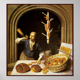 ANTIQUE OVEN BAKER,BAKERY BREAD SHOP POSTER