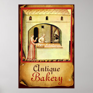 ANTIQUE OVEN BAKER,BAKERY BREAD SHOP POSTER
