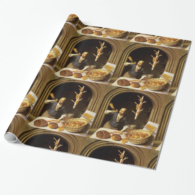 ANTIQUE OVEN BAKER,BAKERY BREAD SHOP PRESENTPAPPER (Utrullad)