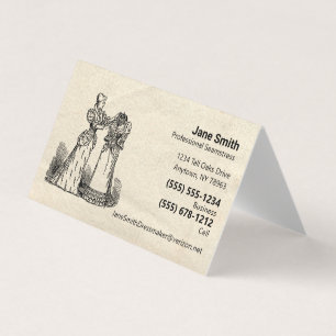 Antique Papper Traditionell Seamstress Dressmaker Visitkort