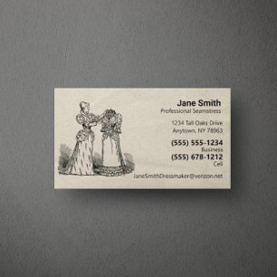 Antique Papper Traditionell Seamstress Dressmaker Visitkort