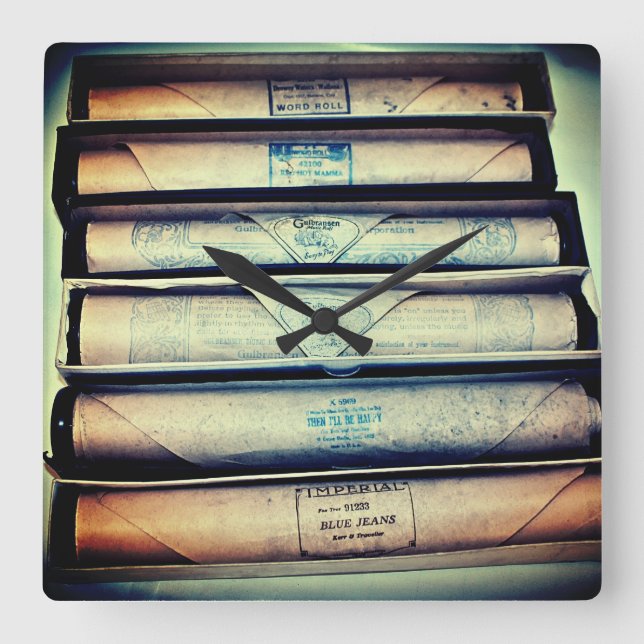 Antique Papprare Piano Rolls Fyrkantig Klocka (Framsida)