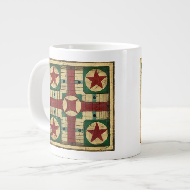 Antique Parcheesi Game Board av Ethan Harper Jumbo Mugg (Framsida vänster)