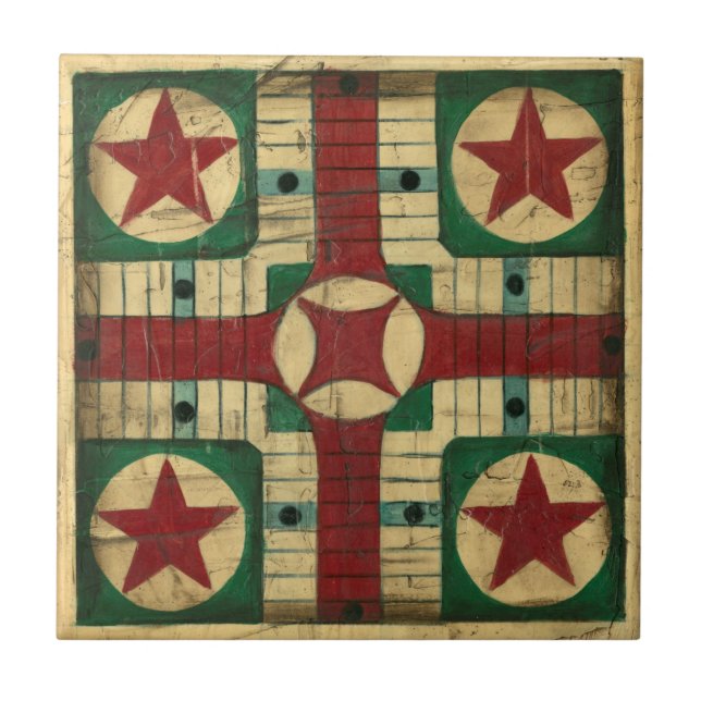Antique Parcheesi Game Board av Ethan Harper Kakelplatta (Framsidan)