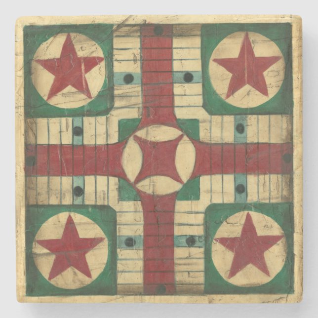 Antique Parcheesi Game Board av Ethan Harper Stenunderlägg (Framsidan)