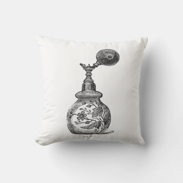 Antique parfym flaska, vintage kudde (Framsida)