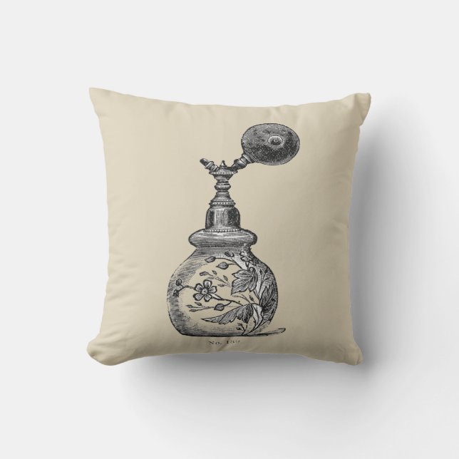 Antique parfym flaska, vintage kudde (Framsida)