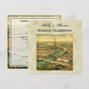 Antique Paris Distress BG #3 SQ Bröllop Inbjudningar