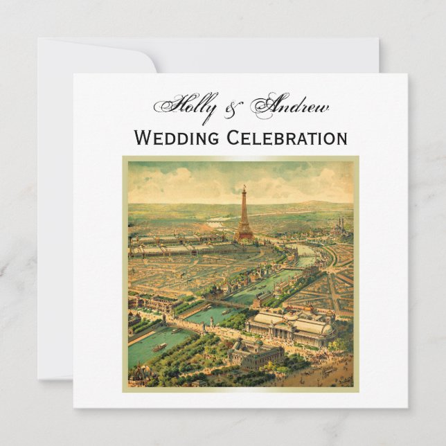 Antique Paris DIY Background Färg SQ Bröllop Inbjudningar (Framsida)