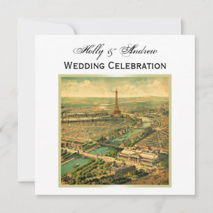 Antique Paris DIY Background Färg SQ Bröllop Inbjudningar