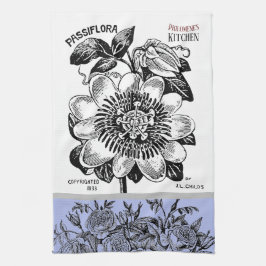 Antique Passion Flower - Val av textperiwinkle Kökshandduk