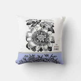 Antique Passion Flower - Val av textperiwinkle Kudde