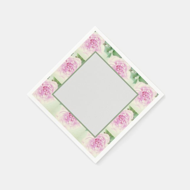 Antique Pastel Rosa ros Papper Plate Pappersservett (Hörn)