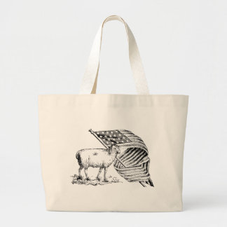 Antique Patriotic American Sheep Tote Bag Jumbo Tygkasse