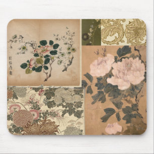 Antique Peach Rosa Peonies Textiles and Art Musmatta