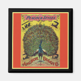 Antique peacock buggy company red gult magnet