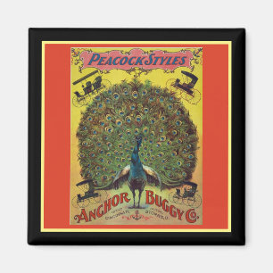 Antique peacock buggy company red gult magnet