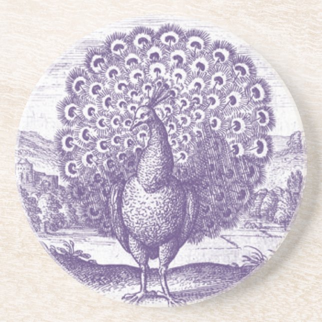 Antique Peacock engrating Underlägg (Framsidan)