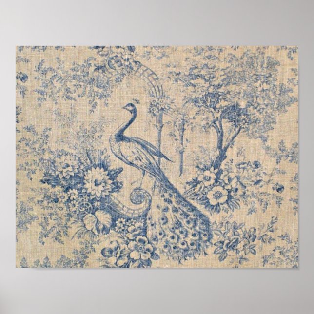 Antique Peacock Toile Poster (Framsidan)