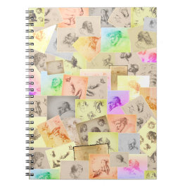 Antique Pencil Studier av huvuden, Händer, Öron oc Anteckningsbok