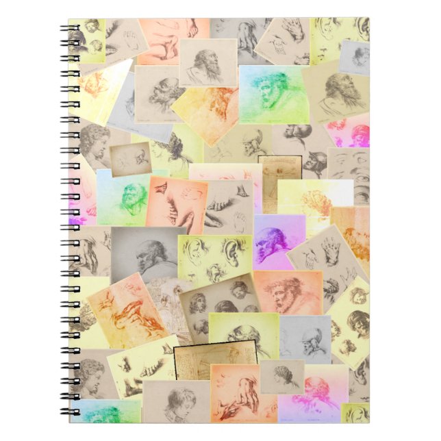 Antique Pencil Studier av huvuden, Händer, Öron oc Anteckningsbok (Framsidan)