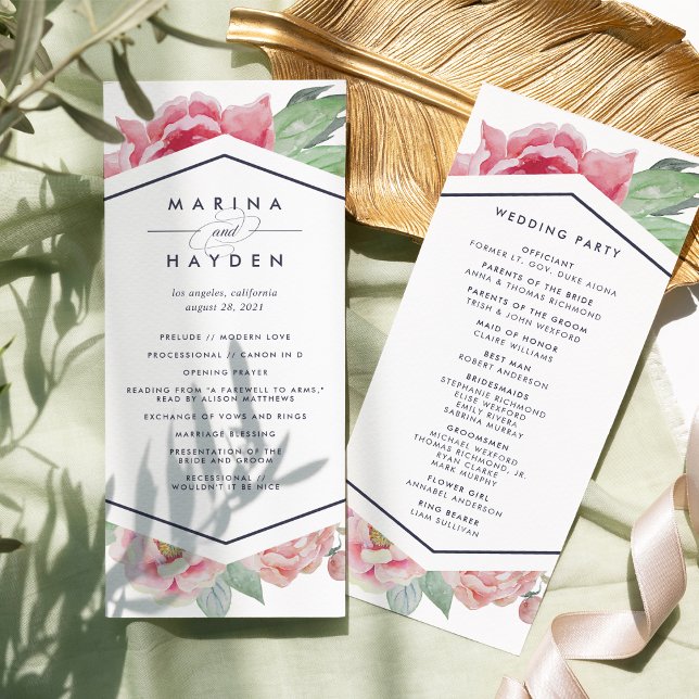 Antique Peony Bröllop Ceremony-programmet Program (Skapare uppladdad)