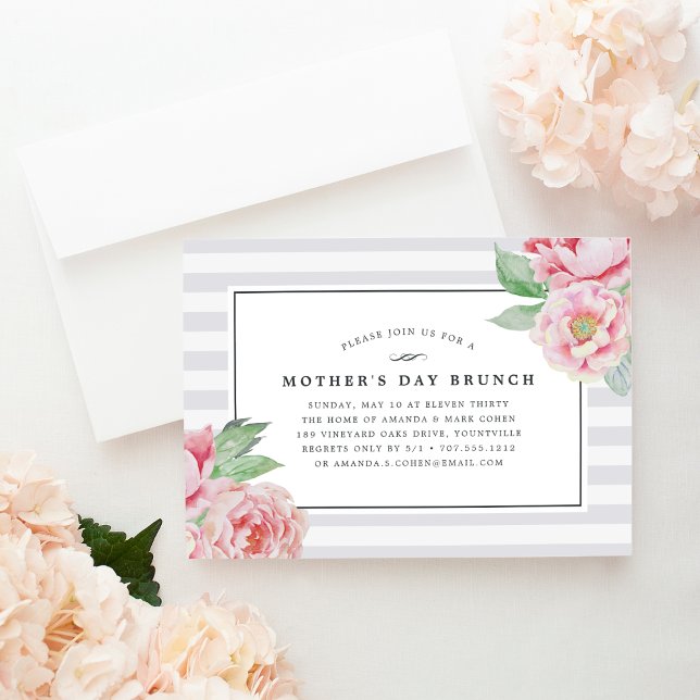 Antique Peony | Brunch-inbjudan till Mors dag Inbjudningar (Skapare uppladdad)