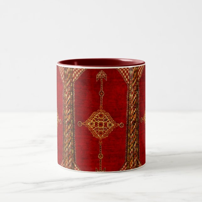 Antique Persian matta mönster Två-Tonad Mugg (Center)