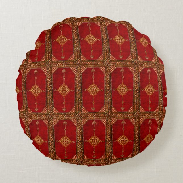 Antique Persian matta - runda fyllningen mönster Rund Kudde (Framsidan)