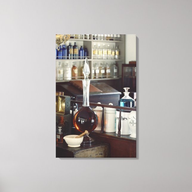 Antique Pharmacy flaskor Canvastryck (Framsida)
